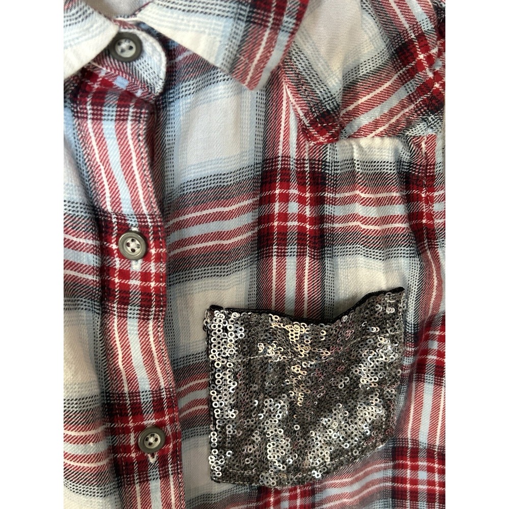 Ariat Sleeveless Plaid Button Down Top Sequined Pocket Western Rodeo Size S - Picture 2 of 4